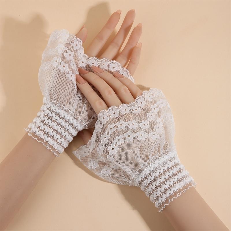 3D Lace Design Detachable Arm Sleeve Fingerless Hand Sleeve for Stylish Outfits Cosplay Event Daily Fashion Wear Comfort
