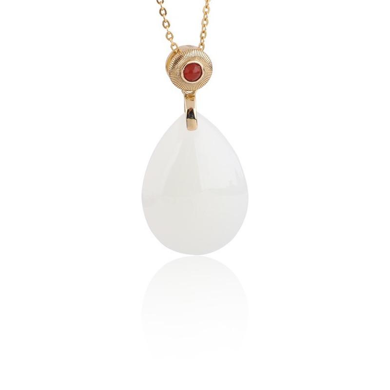 

Танциз Стерлингового Серебра 925 Классическое Женское Нефритовое Ожерелье Кулон Циркон Модный Подарок