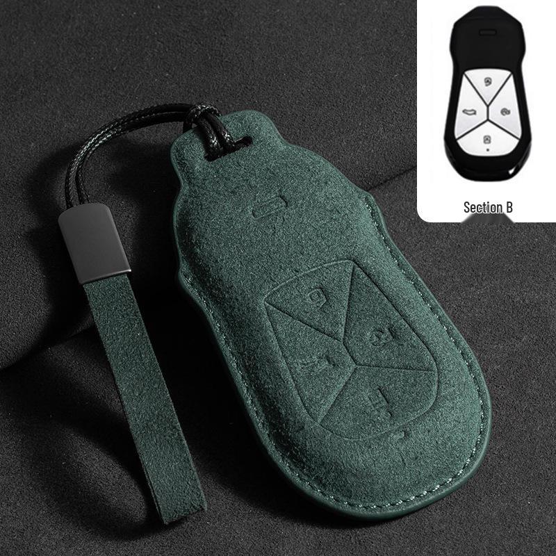 Alcantara Key Case for XPeng Models: P7, P7i, P5, G9, G6, G3, and G3i - Full Coverage with Buckle