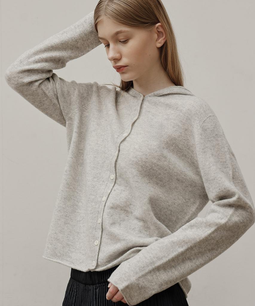 Yoyoyoy Essential Hooded Button Cardigan_Gray