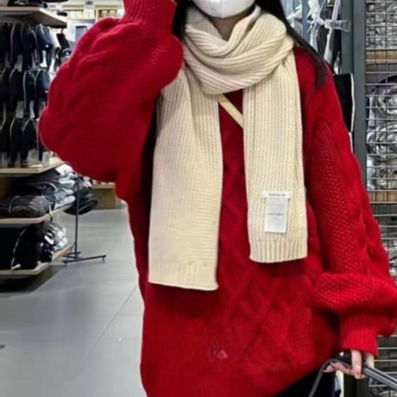 Autumn and Winter New Round Neck Thickened Twist Pullover Knitted Sweater Women