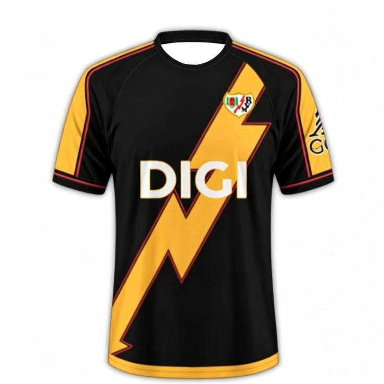 New Unisex Rayo Vallecano 25/26 Season Third Away Kit Short-sleeved Summer Breathable Fashion T-shirt, Suitable for Families and Children.