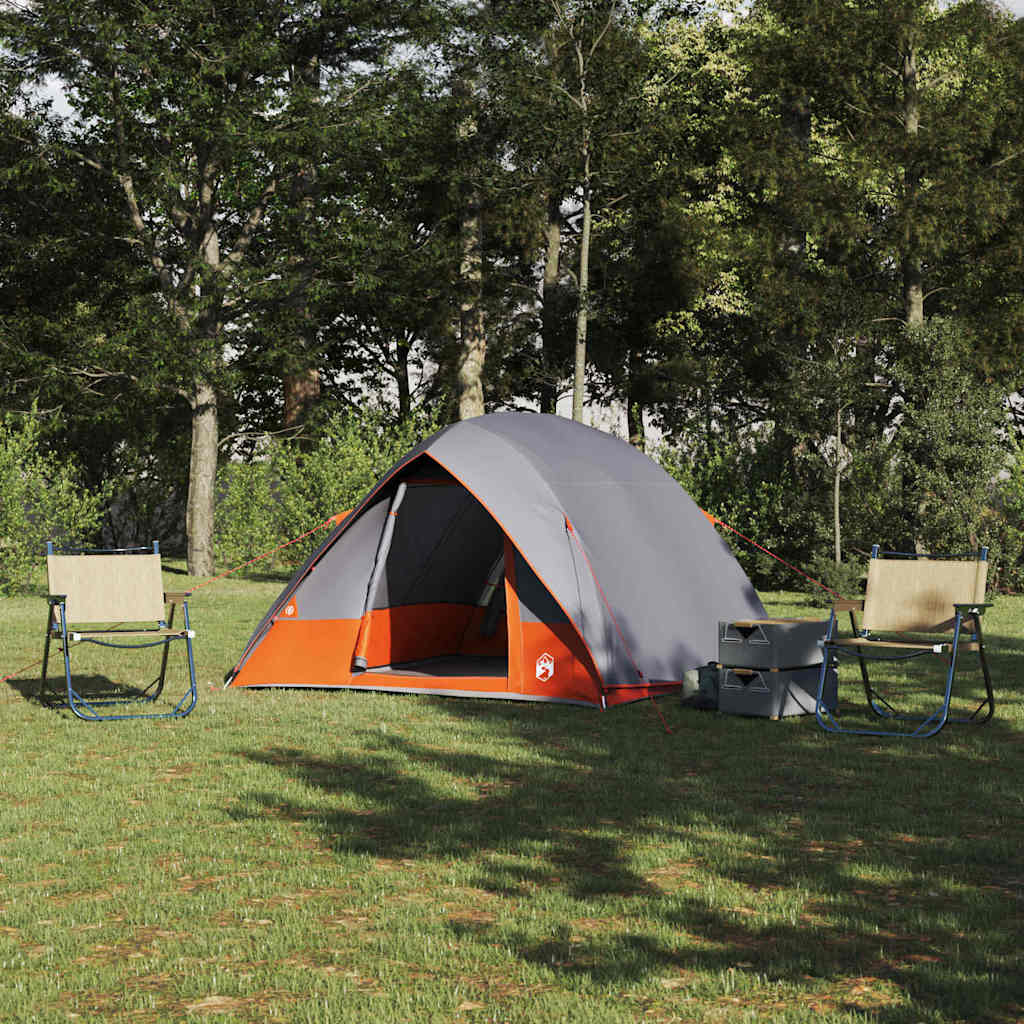 Camping Tent with Roof Gray and Orange 275 x 230 x 140 cm Taffeta