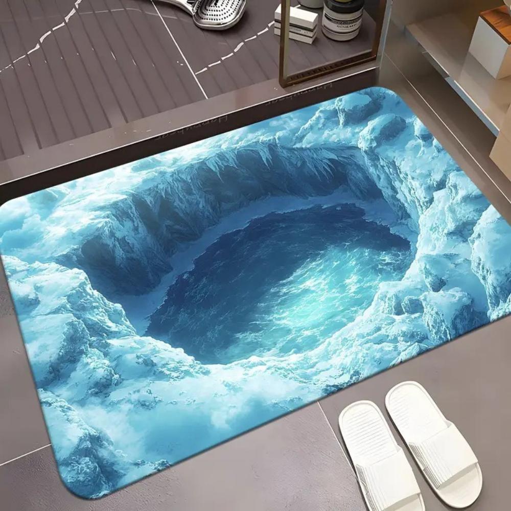 Creative Ice Cave Design Doormat Playful Glacier Cave Theme Pattern Non Slip Entrance Rug for Living Room Bedroom Entrance Decor