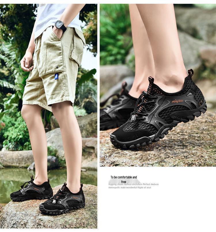 Sommarherrarnas Andningsbara Utomhushiking Sandaler - Koreansk Stil Vattenskor