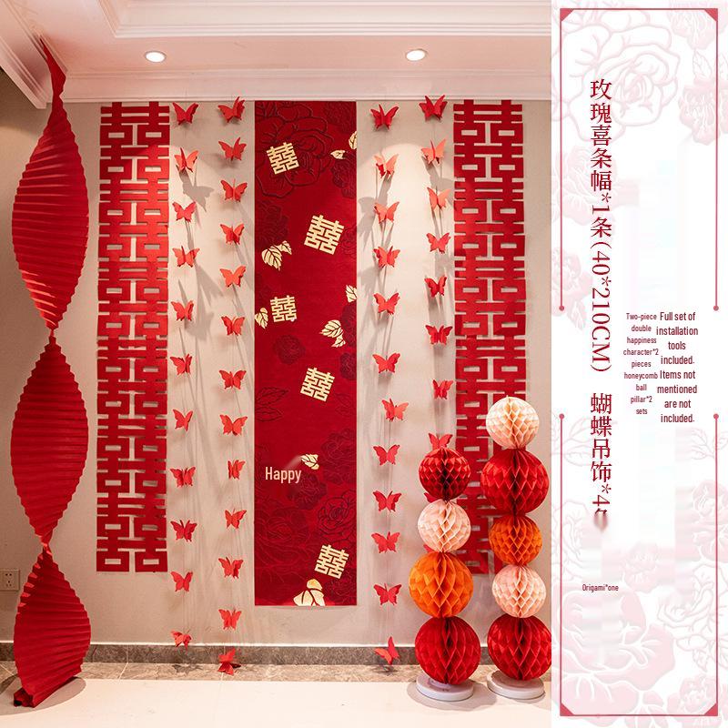 Wedding Decoration Set: Groom & Bride's Room Ornaments with Bunting & Robe Wall Décor