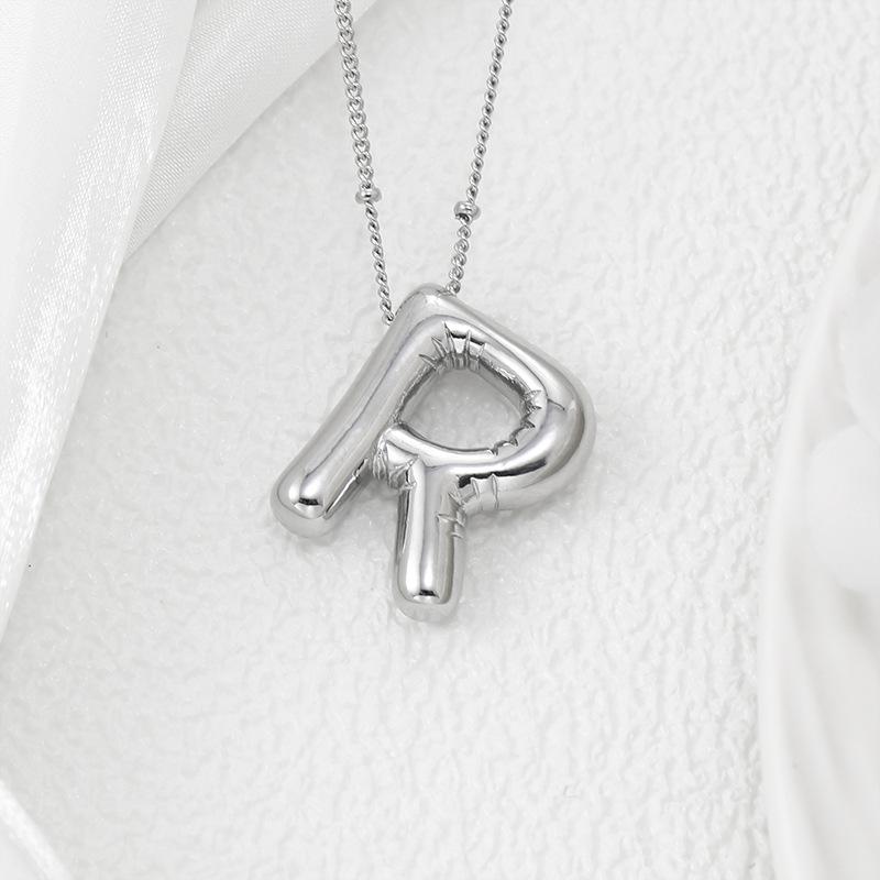 Smooth Chunky Bubble Initial letter Pendant Necklace Women Personality Jewelry Gold Balloon 26 Letter Necklaces