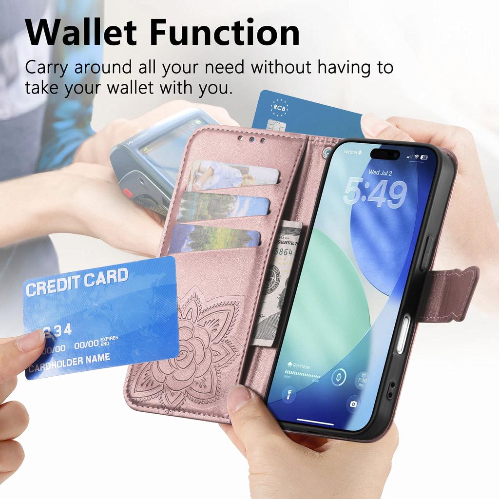 For iPhone 17 Pro Max Case with Strap Butterfly Pattern PU Leather Wallet Phone Cover