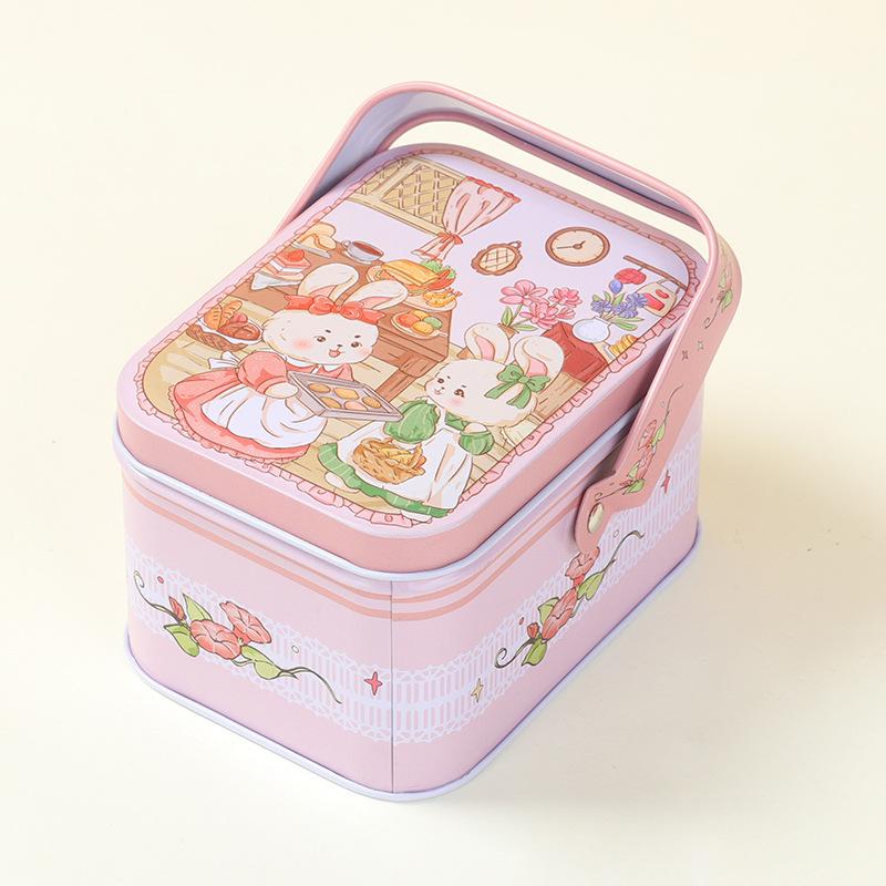 Tinplate Candy Metal Box Kids Gifts Small Tin Box Cookie Box Portable Rabbit Gift Box For Birthday Wedding Party Decoration