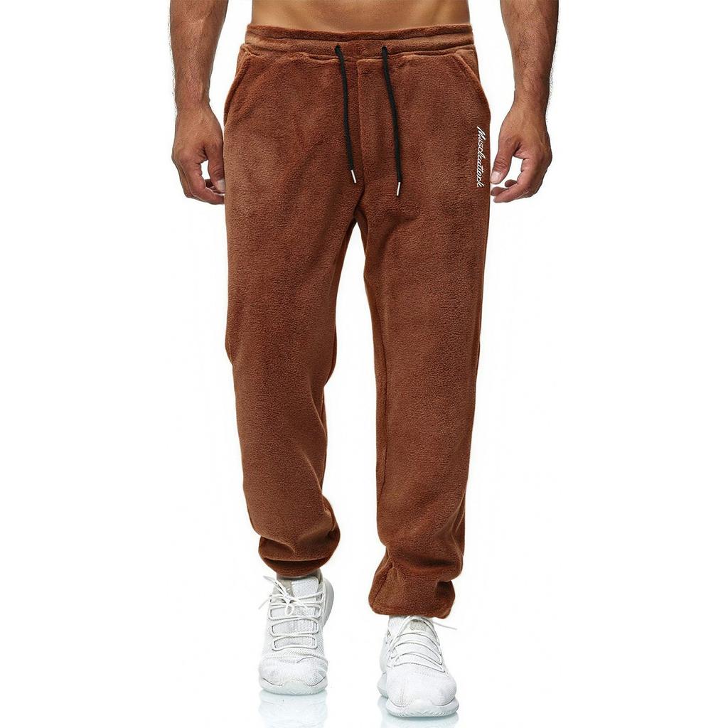Men's English Print Drawstring Sports Casual Straight Trousers