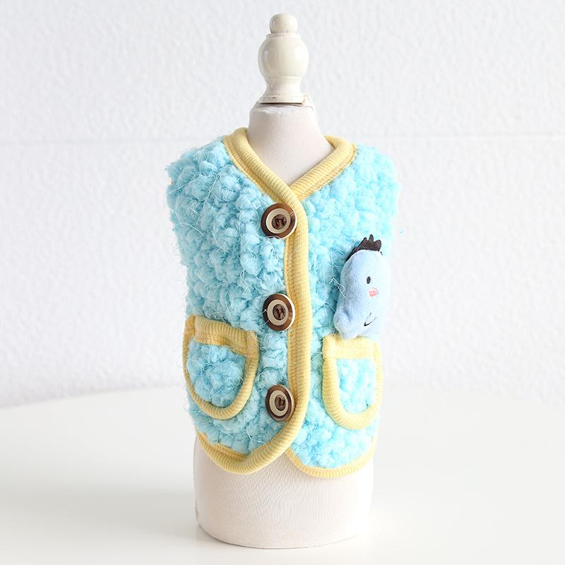 Cartoon Animal Velvet Vest Autumn and Winter Teddy Cat Clothing Pet Clothing Dog Clothing Dog Accessories Designer Dog Clothes