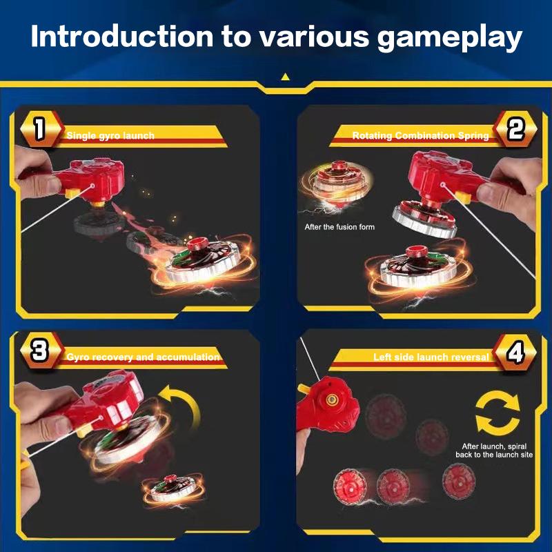 1 Set Magic Glitter Spinning Top Kids Xmas Birthday Gift Luminous Combat Gyroscope Alloy Combination Light Drawstring Gyro