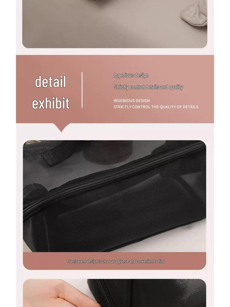 Large Capacity Transparent Mesh Makeup and Toiletry Bag for Travel