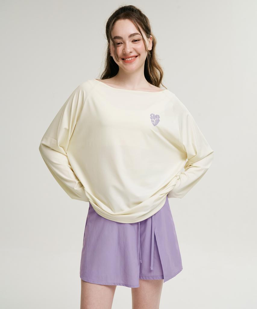 Leijibi [Set] Cotton Candy String Women'S Long Sleeve Rash Guard + Wrap Skirt Set (2 Colors)