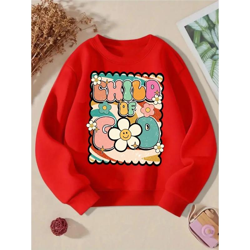 Kids Sweatshirt,Child of God Floral Design Hoodie, Round Neck Hoodie, Autumn And Winter ,, Casual Multi-Colored Option 110