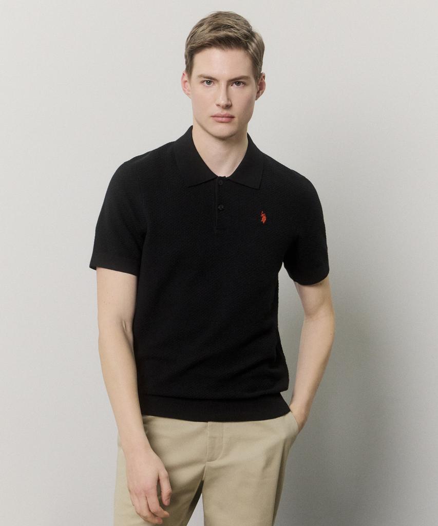 USPOLOASSN Cotton Short Sleeve Collared Knit_Black