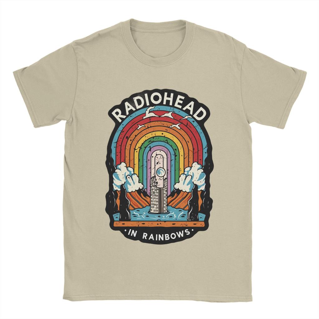 Magliette da uomo Radiohead in Rainbows Magliette Cool a Manica Corta Girocollo Puro Cotone Nuovi Arrivi Top