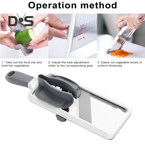 1 sada Multifunkční ruční kráječ zeleniny Nastavitelná tloušťka čepele z nerezové oceli Protiskluzová rukojeť Ovoce Mrkev Brambor Řezák na ředkvičky
