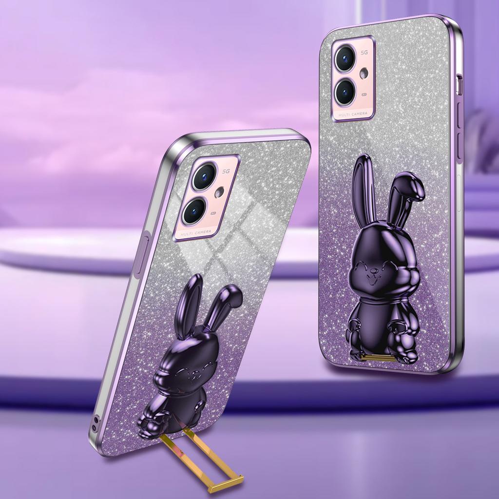 For vivo Y33s 5G/Y75 5G/Y55 5G Case Rabbit Design PC+TPU Phone Case with Kickstand