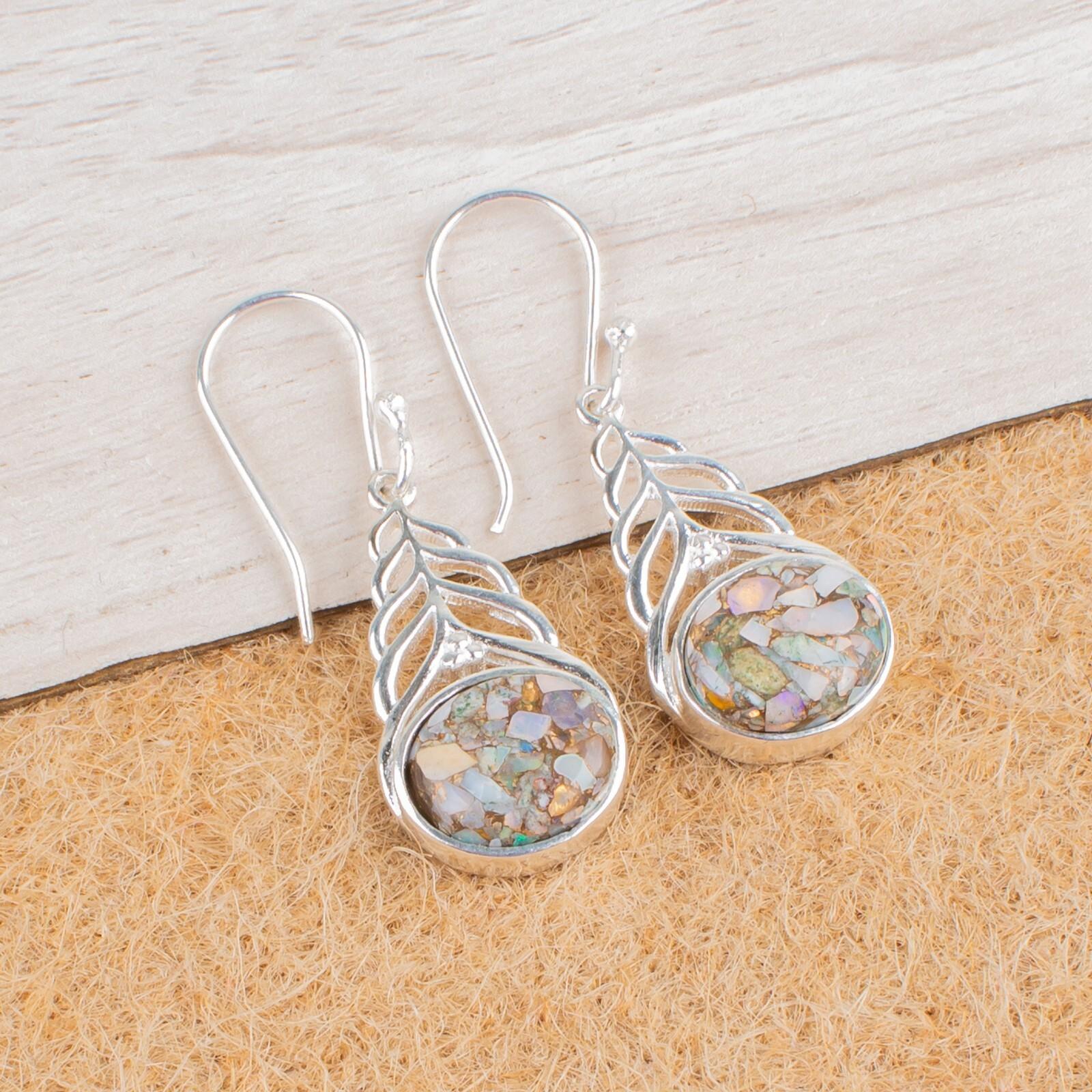 

Ethiopian Copper Turquoise Gemstone 925 Sterling Silver Jewelry Earrings 1.64 CE-1-36