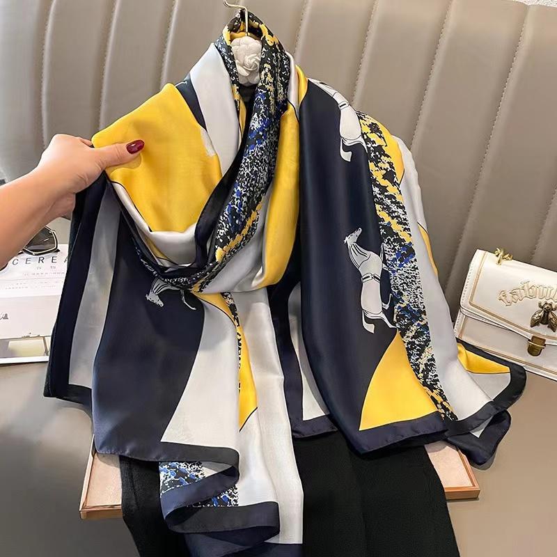 Spring Dustproof Print Shawls Winter Ethnic Style Satin Scarves Fashion Sunscreen Beach Towel Popular 180X90Cm Big Bandanna