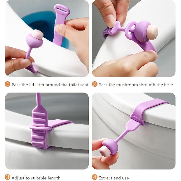 Silicone Toilet Seat Lifter Handle Avoid Touching Toilet Seat 2 Pcs Washable and Resusable Toilet Lid Lifter(Green and Purple) Green,purple