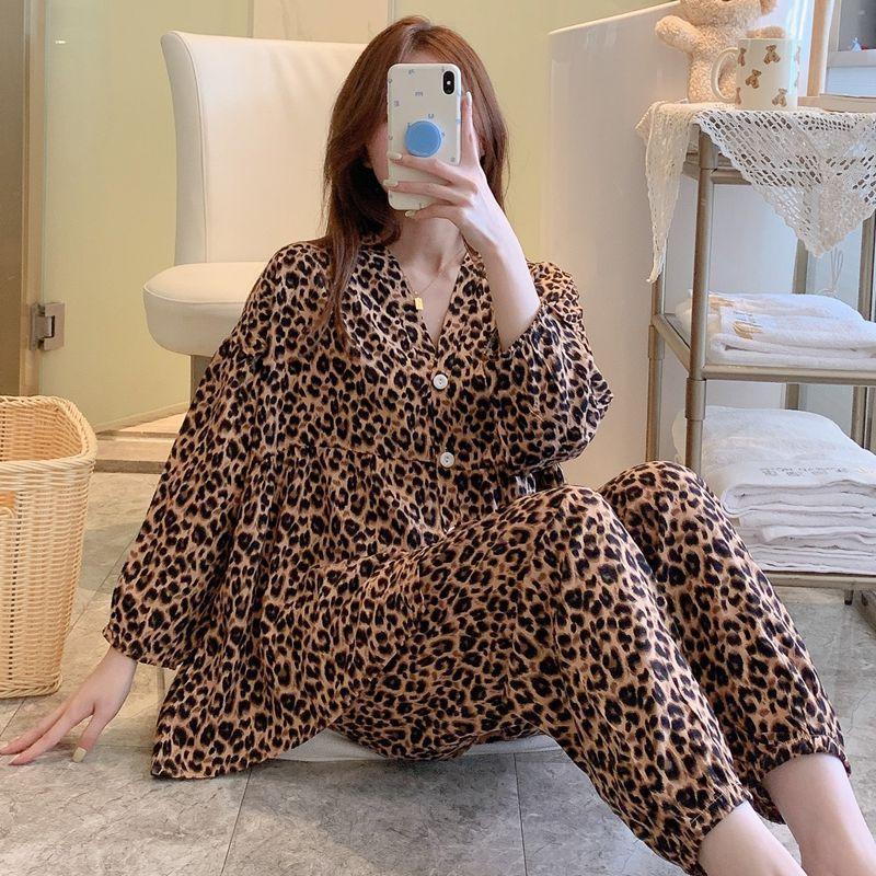 Женский хлопковый пижамный комплект для дома Хлопковый женский большой размер Кардиган Домашняя одежда XL