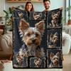 1pc Cozy Yorkie Collage Printed Throw Blanket - Flannel with Vintage-Inspired Yorkshire Terrier Design Multi-Color All-Season Blan