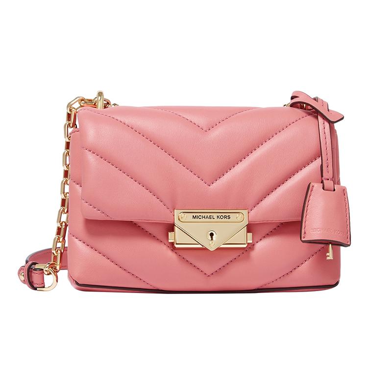 MICHAEL KORS Cece Gold Buckle Chain Solid Color Flip Commuting Sheepskin Crossbody Shoulder Bag Women s Light Rose Red золотой