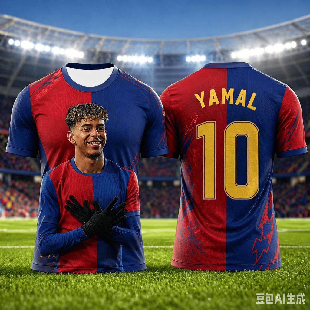 Summer New Model Yamal 3D Printed Children's Sportswear Football Jersey and T-shirt Are Suitable for Daily Exercise