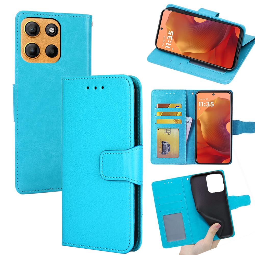 For Motorola Moto G15 Power 4G/G15 4G Case Wallet PU Leather+TPU Folding Stand Phone Cover