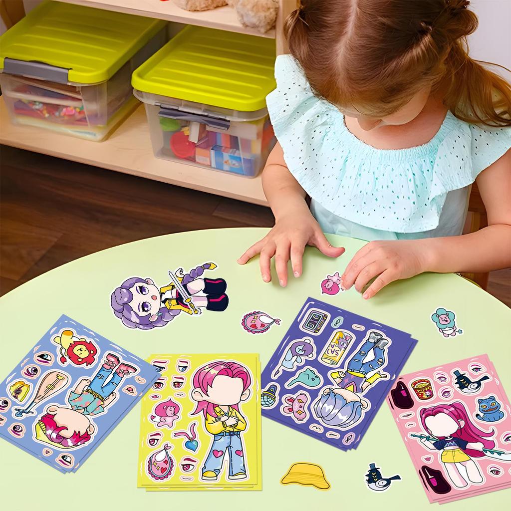 Witch Hunter Group Face Swap Sticker Set - 8 Sheets for Creative Parent-Child Fun