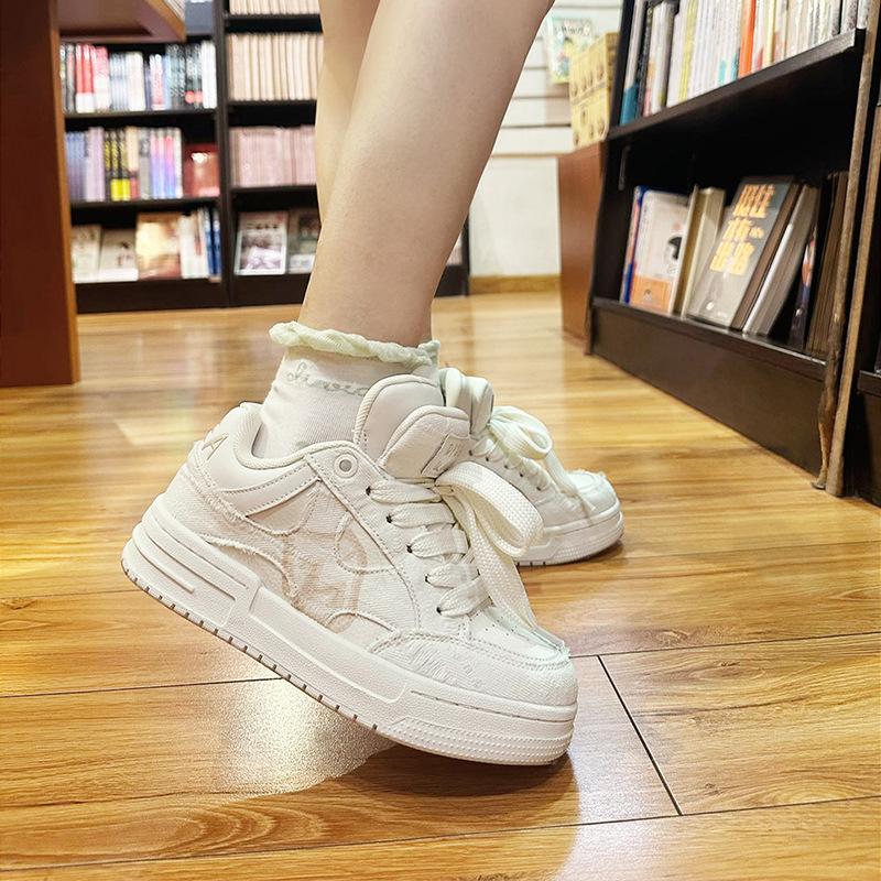 Destroy Aesthetics Double Shoe Tongue National Trendy Men'S Shoes Men'S Trendy Shoes Board Shoes Bread Shoes Men'S And Women'S Same White Shoes