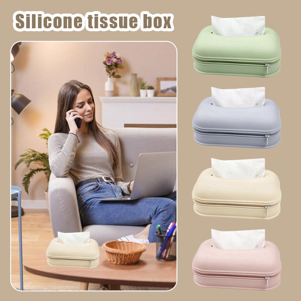 Silicone Tissue Box Simplicity Solid Color Napkin Holder Plastic Large Storage Tissue Case For Home Office Supplies