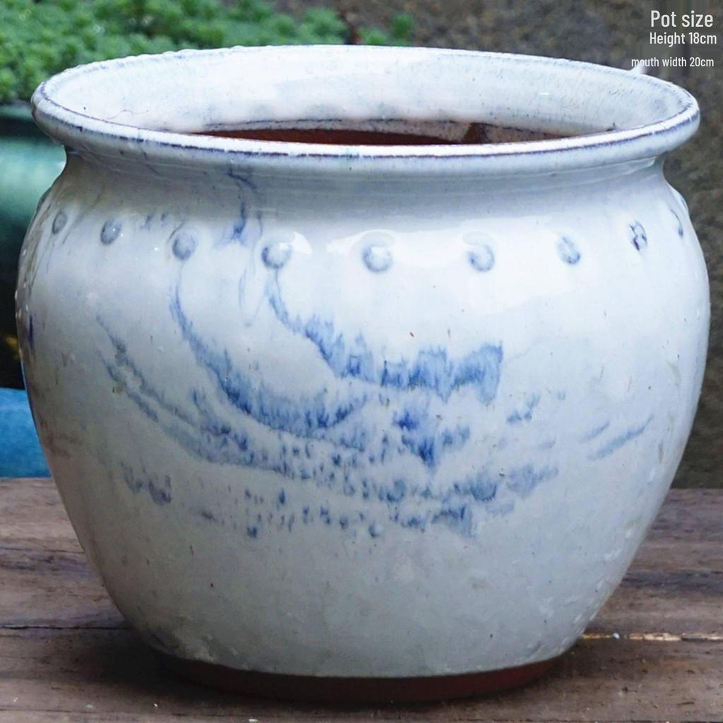 Handmade Retro Ceramic Succulent Planter with Large Caliber