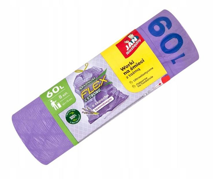 Lavender Garbage Bags Magnum Flex & Strong - Jan Niezbędny 60L / 8 Pcs