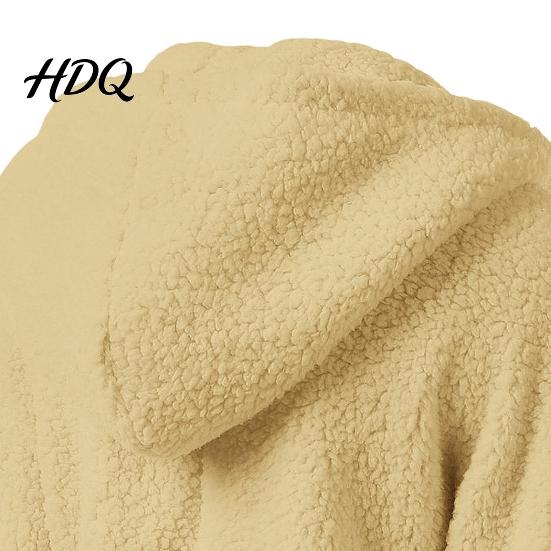 Casual Warm Jacket Women Full Zip Fleece Hoodie Solid Color Hooded for Coat with Pockets Fall Winter Loose Fit Daily Wear