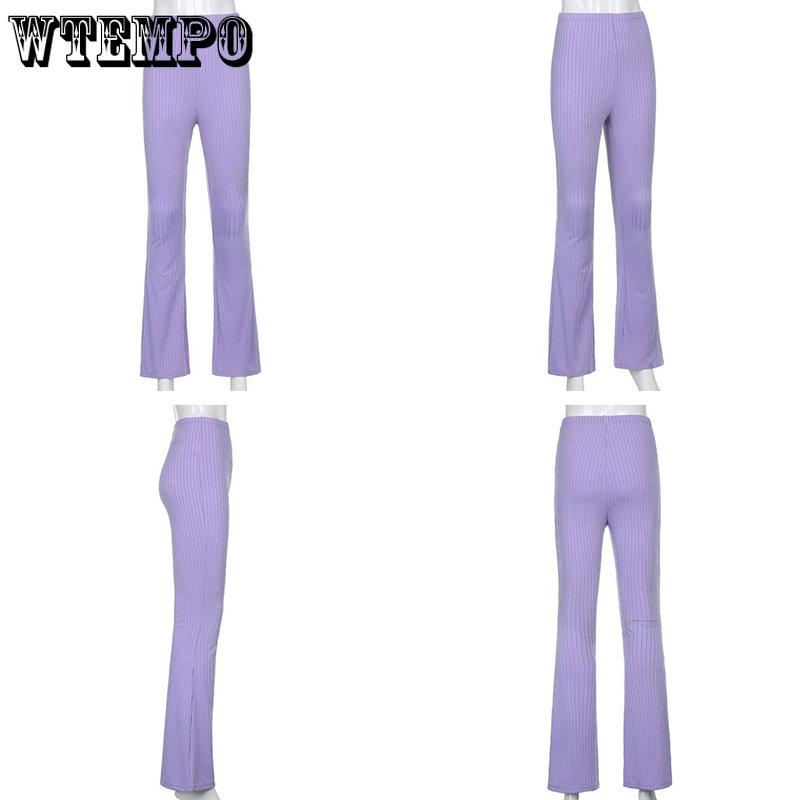Solid Hot Y2K Woman Pants Aesthetic Fashion Streetwear Women Clothes Slim High Waist Sexy Bell Bottom Long Flare Tights