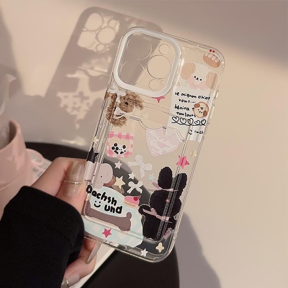 Cute Collage Style for Apple 15 Promax Mobile Phone Case for IPhone 17 Card Bag 16 Full Package 13 Korean Style