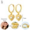 925 Sterling Silver Needle Vintage Heart/Shell Pendant Earrings Round/Square Plate Hoop Earrings for Women Party Fashion Jewelry