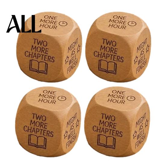 Book Club Reading Incentive Wooden Decision Dice, 6-Sided Wood Engraved Quotes Prompt, Natural Bookish Daily Habit Tool Charm, Fun Companion