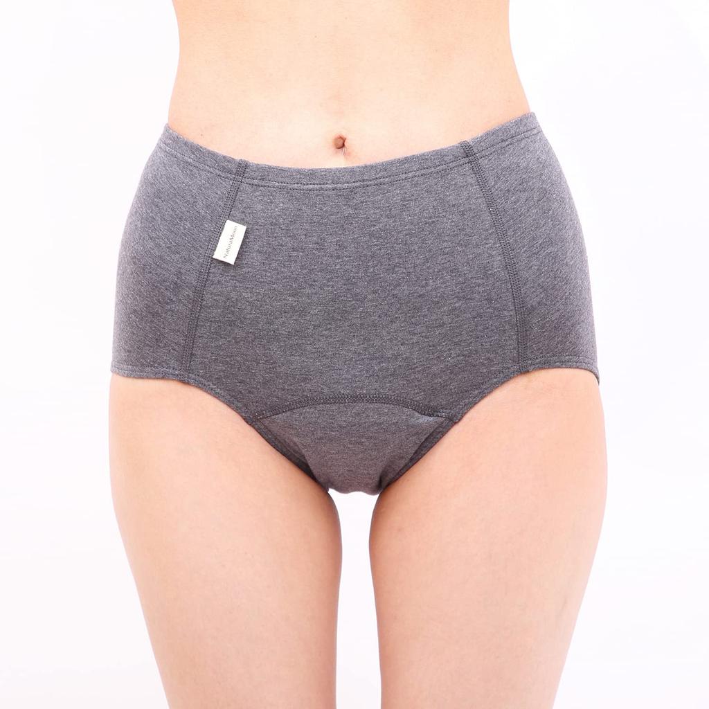 Natural Moon Organic Cotton Absorbent Made in Absorbent Sanitary Panties Charcoal Panties, Japan, Women's (Sizes L-LL, Gray)