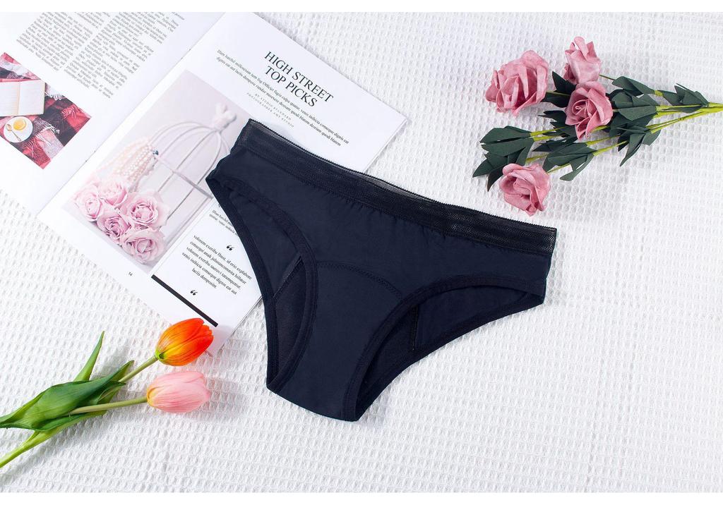 Low Waist Lace Leak-Proof Menstrual Underwear for Women - Four Layers, Front & Back Protection