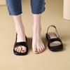 Flat Sandals 22 Summer New Square Toe Retro Low-heeled Plus Size Open-toe Sandals
