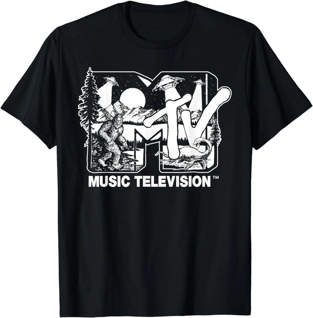 Mademark x MTV - Logo MTV z kryptydami. T-shirt Szkic Bigfoot, UFO i Nessie