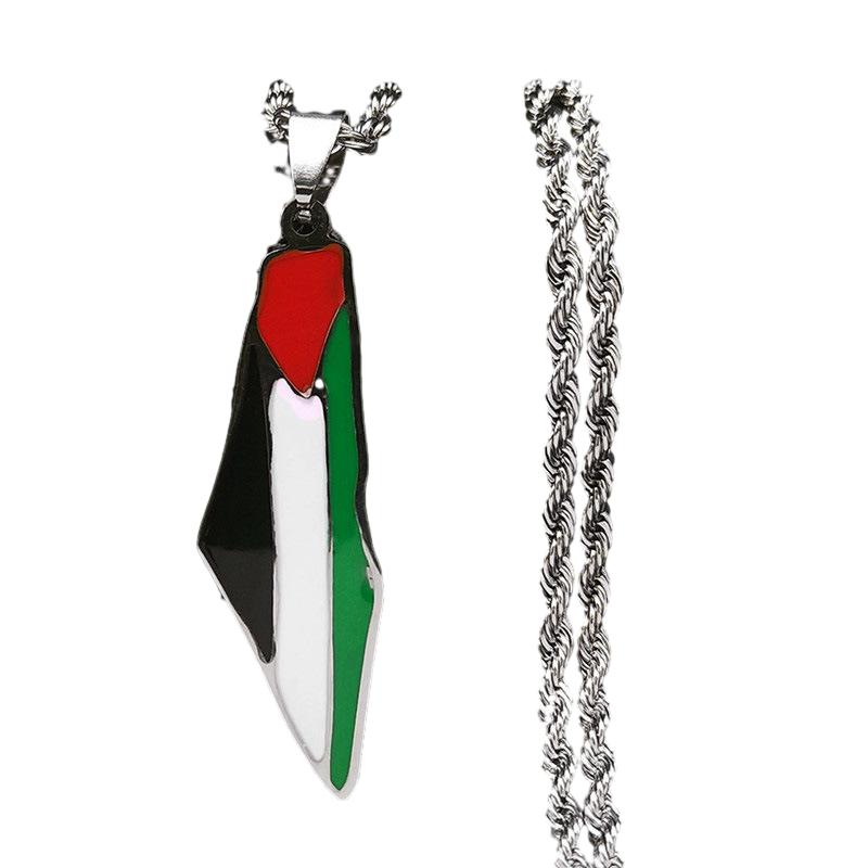 

Stainless Steel Necklace Palestine Map Element Fashion Girl Gifts Accessories серебряный