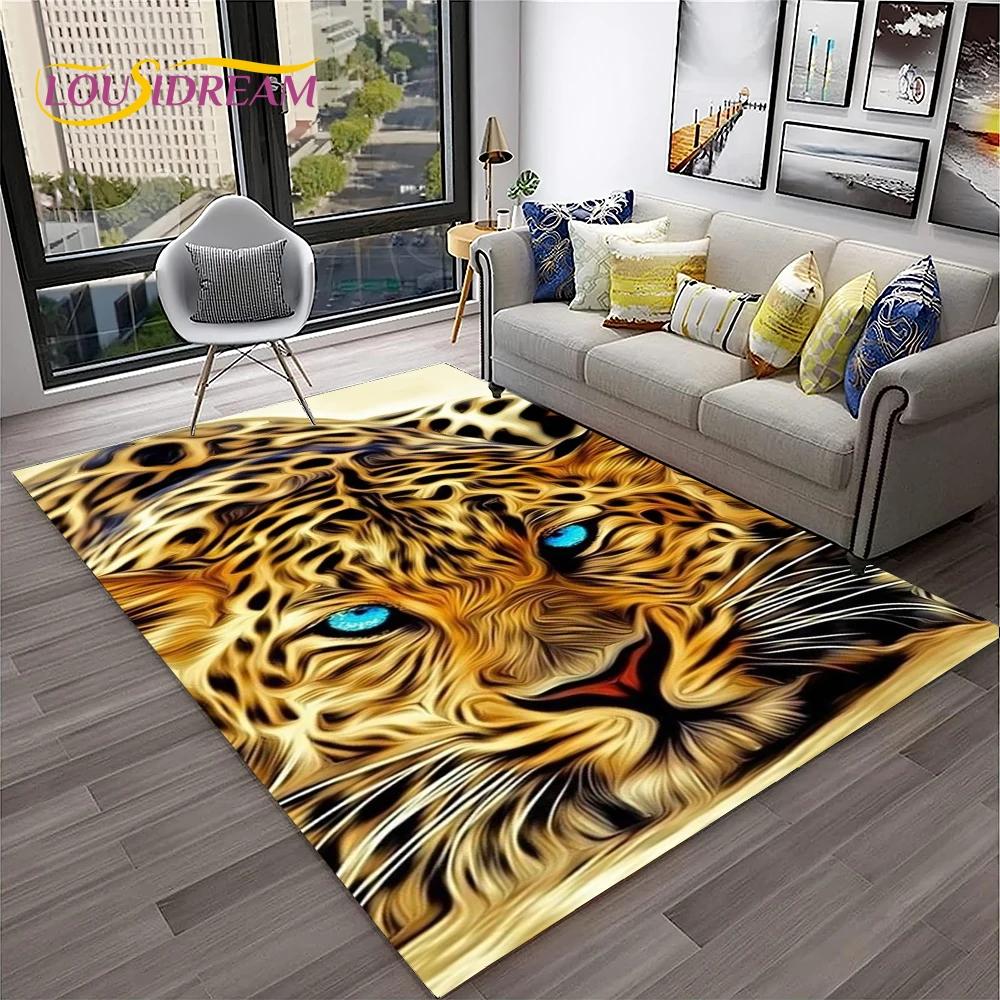 Leopard Cheetah Animals Cartoon Carpet Rug for Home Living Room Bedroom Sofa Doormat Decor,Kid Play Area Rug Non-slip Floor Mat