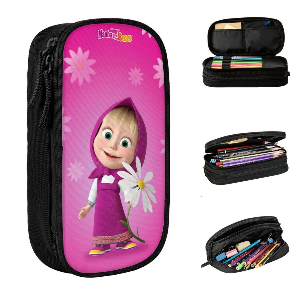 Cartoon Cute M-Masha And The Bear Pencil Cases Classic Pen Bags for Student Big Capacity Office Gift Pencilcases