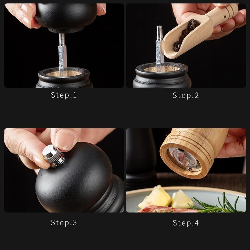 Pepper Mill Dutch Wood Manual Pepper Grinding Seasoning Bottle Pepper Grinder Kitchen Cooking BBQ Tools Salt and Pepper Mills