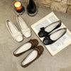 Korean Version of Square Head Flat Bottom Foreign Trade Large Size Doudou Shoes 2024 New Versatile Fashion Sweet Bow Versatile Single Shoes